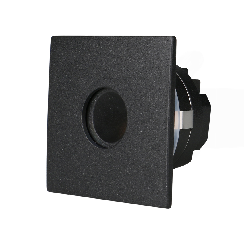 3W Black Square Tri Color Flush LED Step Light | 45mm Cutout