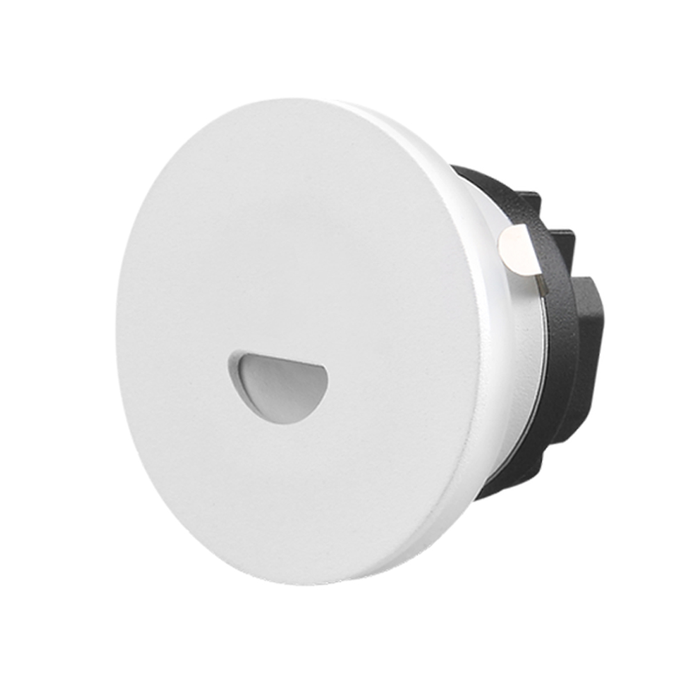 3W White Circular Tri Color Flush LED Half Trim Step Light | 45mm Cutout