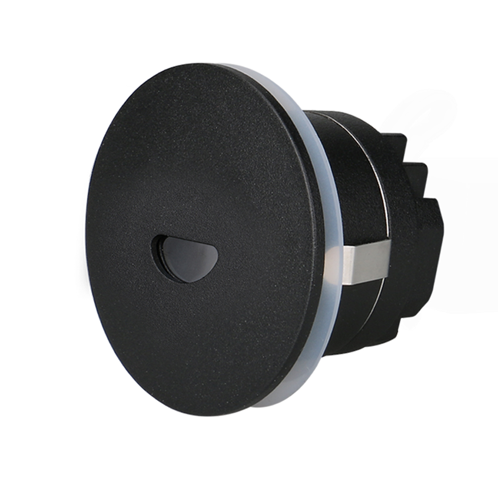 3W Black Circular Tri Color Flush LED Half Trim Step Light | 45mm Cutout