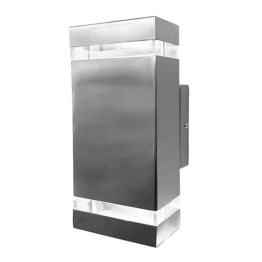 Square Outdoor GU10 Up & Down Wall Light in Stainless Steel IP44 | 3A Lighting